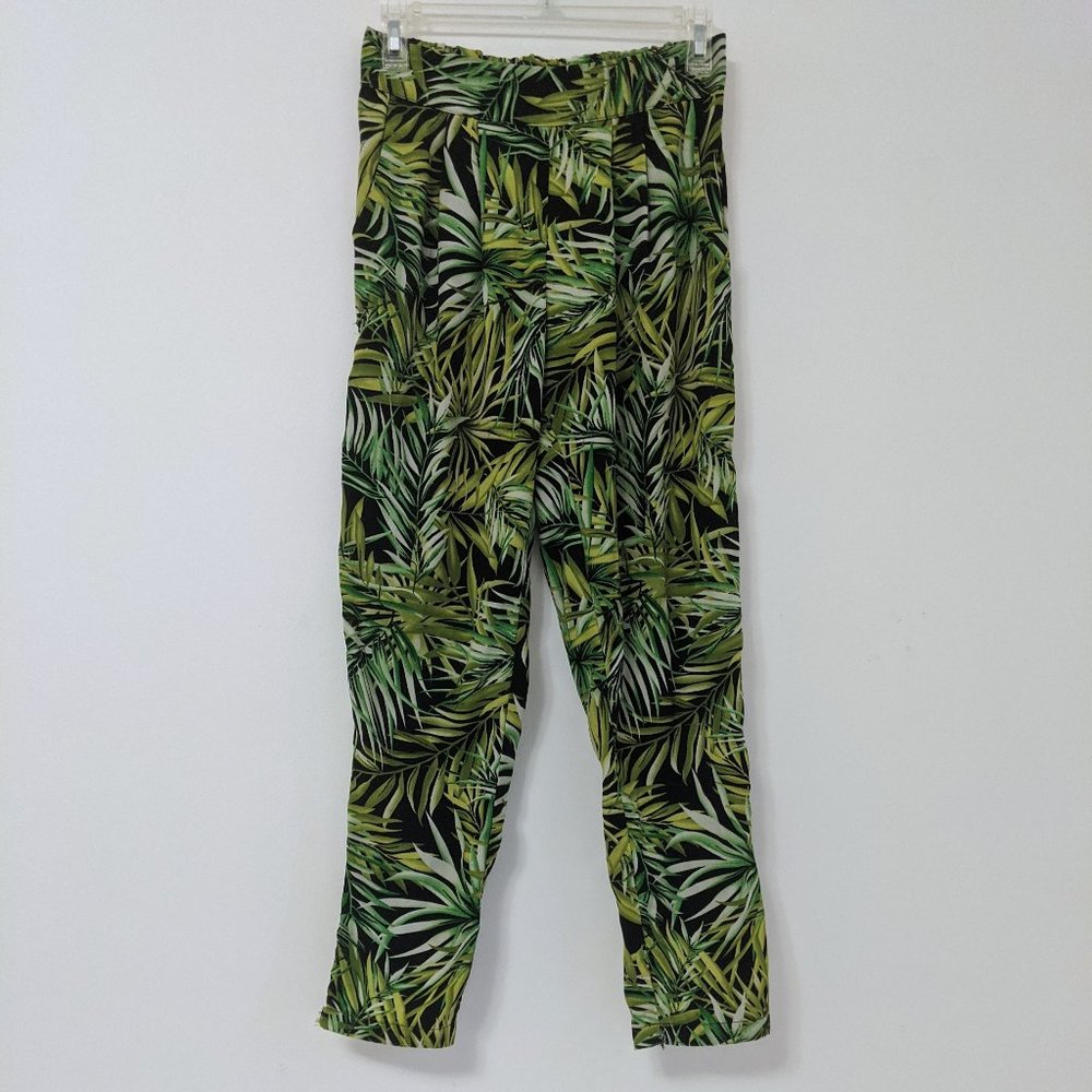 2/20 F21 Tropical Palm Print Harem Pants Small